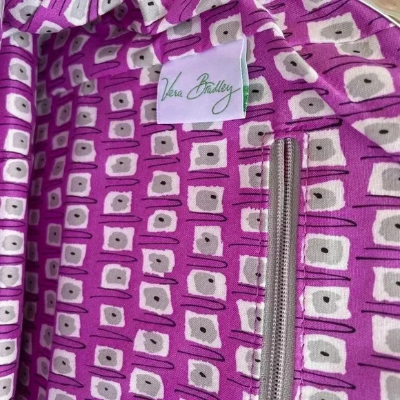 Vera Bradley Gray Purple Floral Kiss Quilted Lock Top Shoulder Bag Purse - Picture 4 of 5